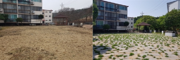 안산 아파트 단지. 쉼 공간 조성 전후
