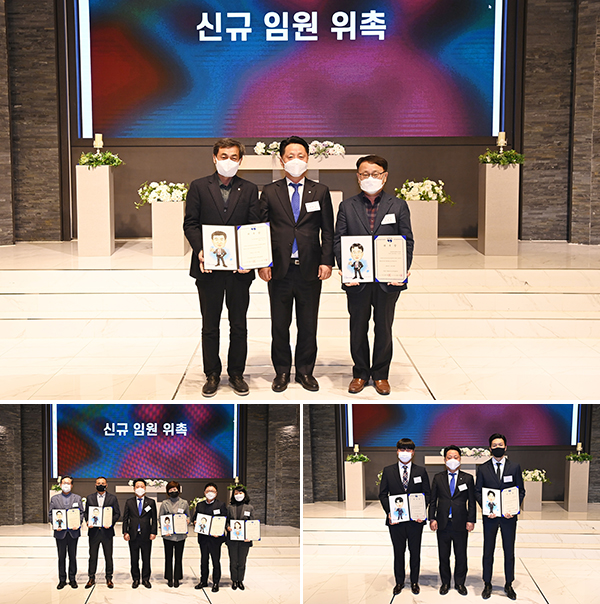 ▲ 장덕천 BIFAN 명예조직위원장(부천시장)과 신규 임원들이 기념사진을 찍고 있다.