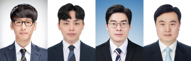 학생 예비창업팀 클린업 소속 (왼쪽부터) 인하대학교 전기컴퓨터공학과 조우형 박사과정생, 이선우 박사과정생, 한국항공대학교 항공우주 및 기계공학부 4학년 박태환 학생, 이상민 인하대학교 전자공학과 교수.
