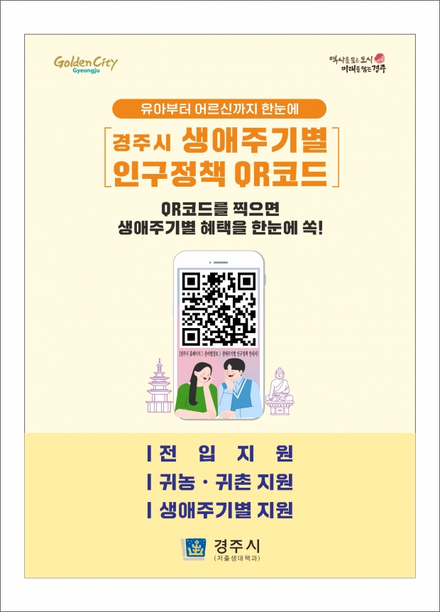 생애주기별 인구정책 포스터(QR코드 포함