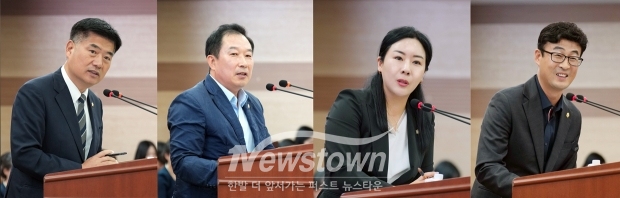 제262회 임시회 제3차 본회의 주요 현안 시정질의. 사진) 좌측부터 맹의석 의원, 천철호 의원, 김은아 의원, 안정근 의원