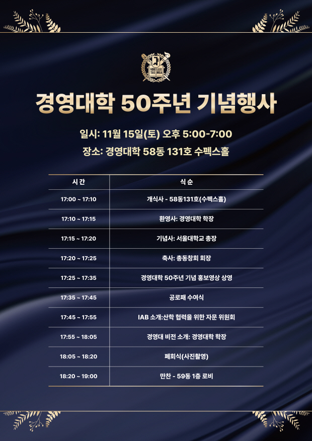 경영대학 50주년 기념행사 식순지