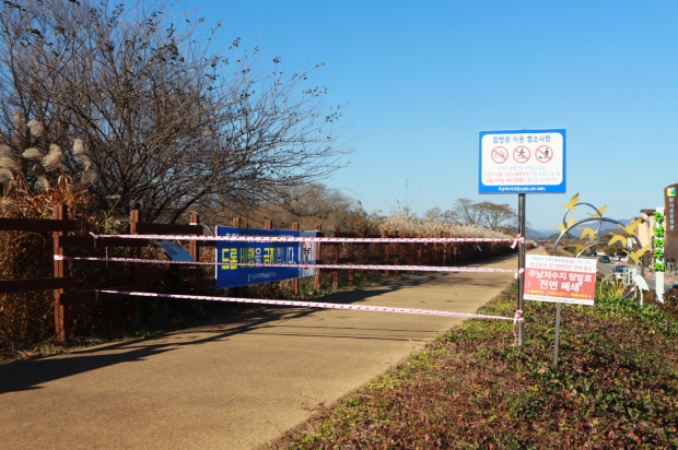 창원특례시는 21일 주남저수지에서 고병원성 조류인플루엔자(AI) H5N1 확진이 확인됨에 주남저수지 전 구역을 전면 출입통제 했다/창원특례시