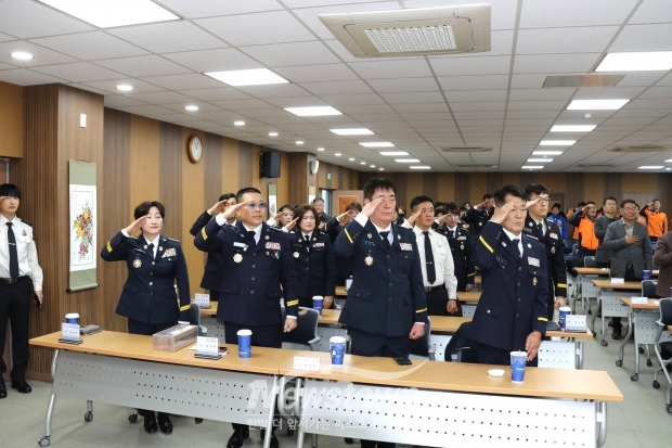 한림면 의용소방대 대장 이·취임식/사진 김국진기자