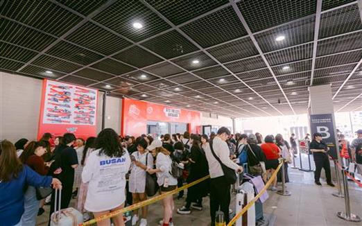 부산유라시아플랫폼에서 운영한 BTS THE CITY 아리랑 부산 웰컴센터 '체크인 부산'[사진=부산시] 2026.06.30
