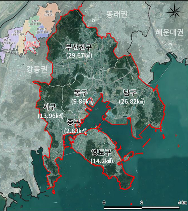 부산 생활권계획(원도심권) 위치도